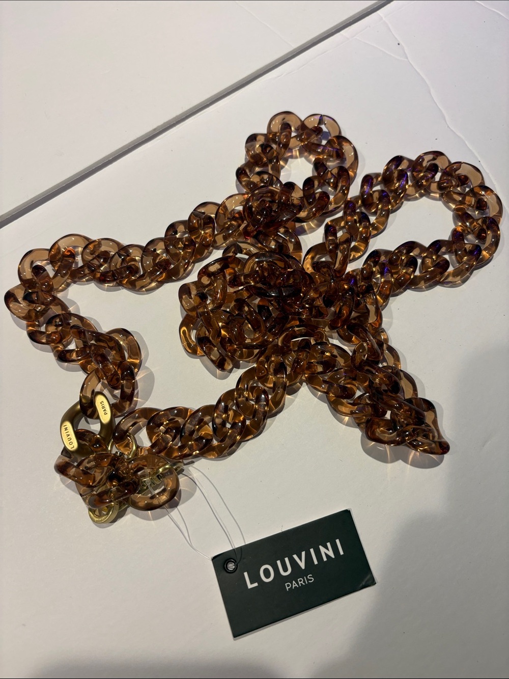 LOUVINI Brown Tortoise-Link Statement Necklace